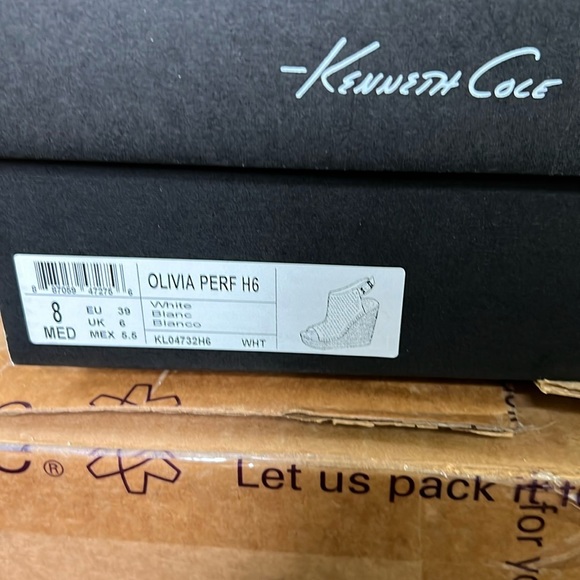 Kennth Cole New York Olivia Perforated Espadrille Wedge in White Sz 8 New - Picture 10 of 13